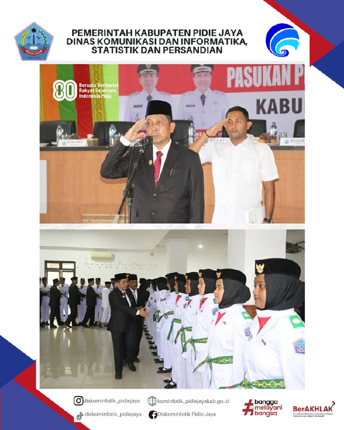 Bupati Pidie Jaya Kukuhkan Pasukan Pengibar Bendera Merah Putih Tahun 2025